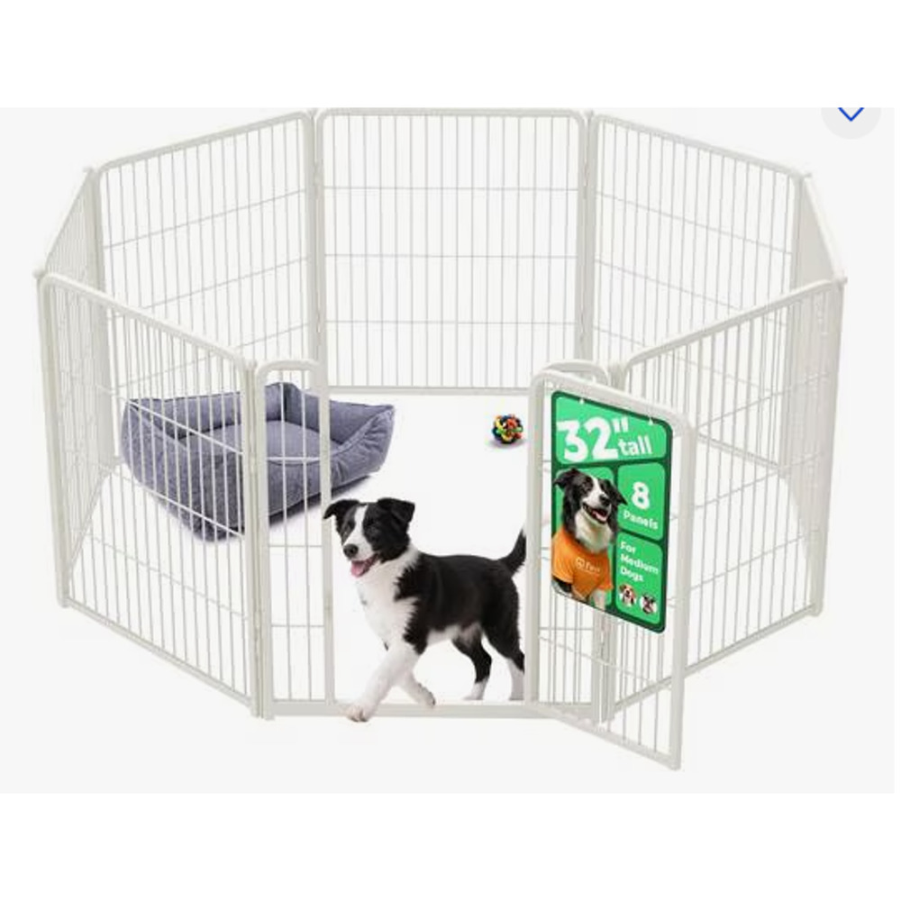 FXW Homeplus Unleashed Indoor Dog Playpen 32” White 8-Panel Metal Pen